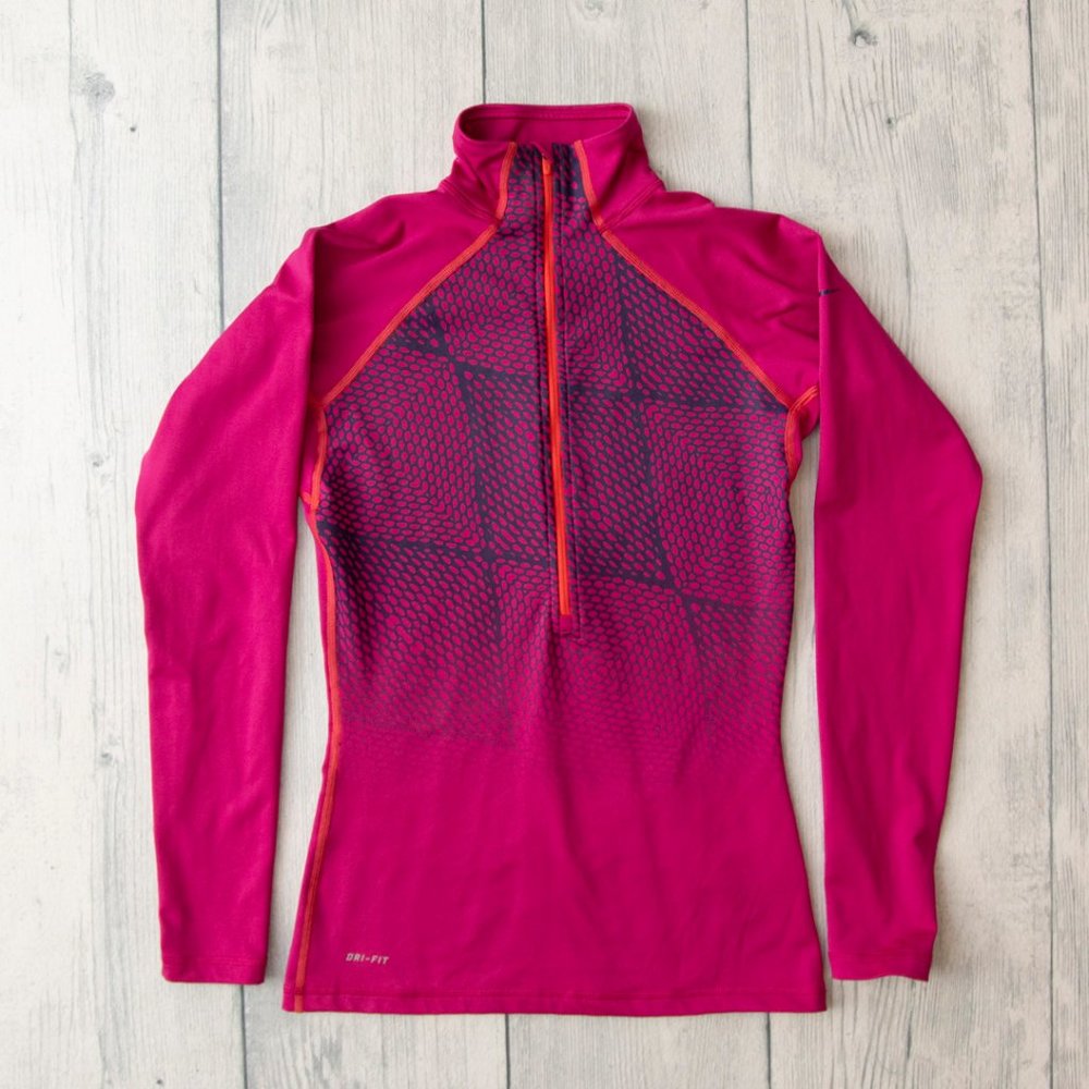 Nike Pro Dri-Fit Womens Half Zip Fleece Lined Performance Pullover SIze Small